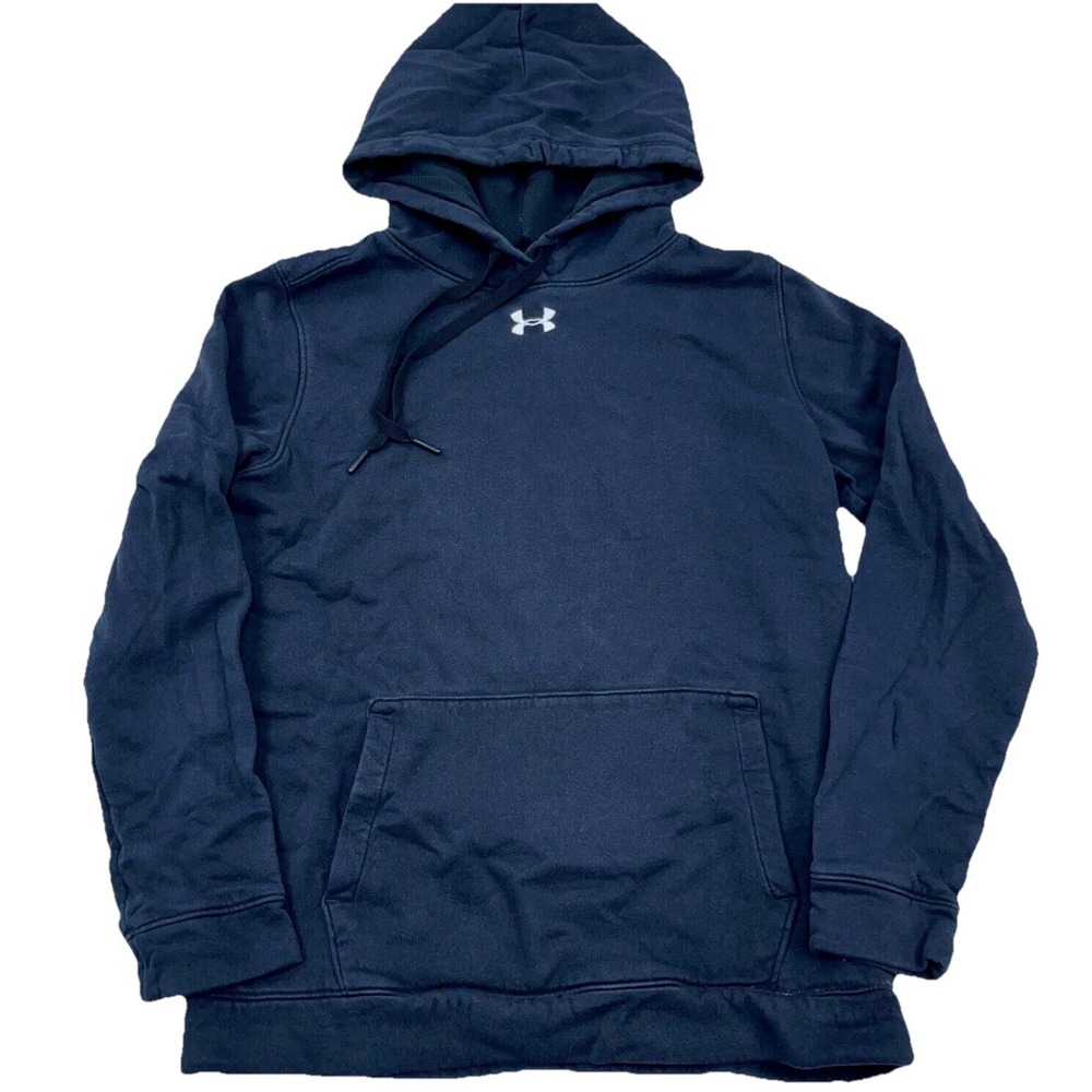 Under Armor Hoodie Women Small Black Sweatshirt Sweater Cotton Mini Center Logo